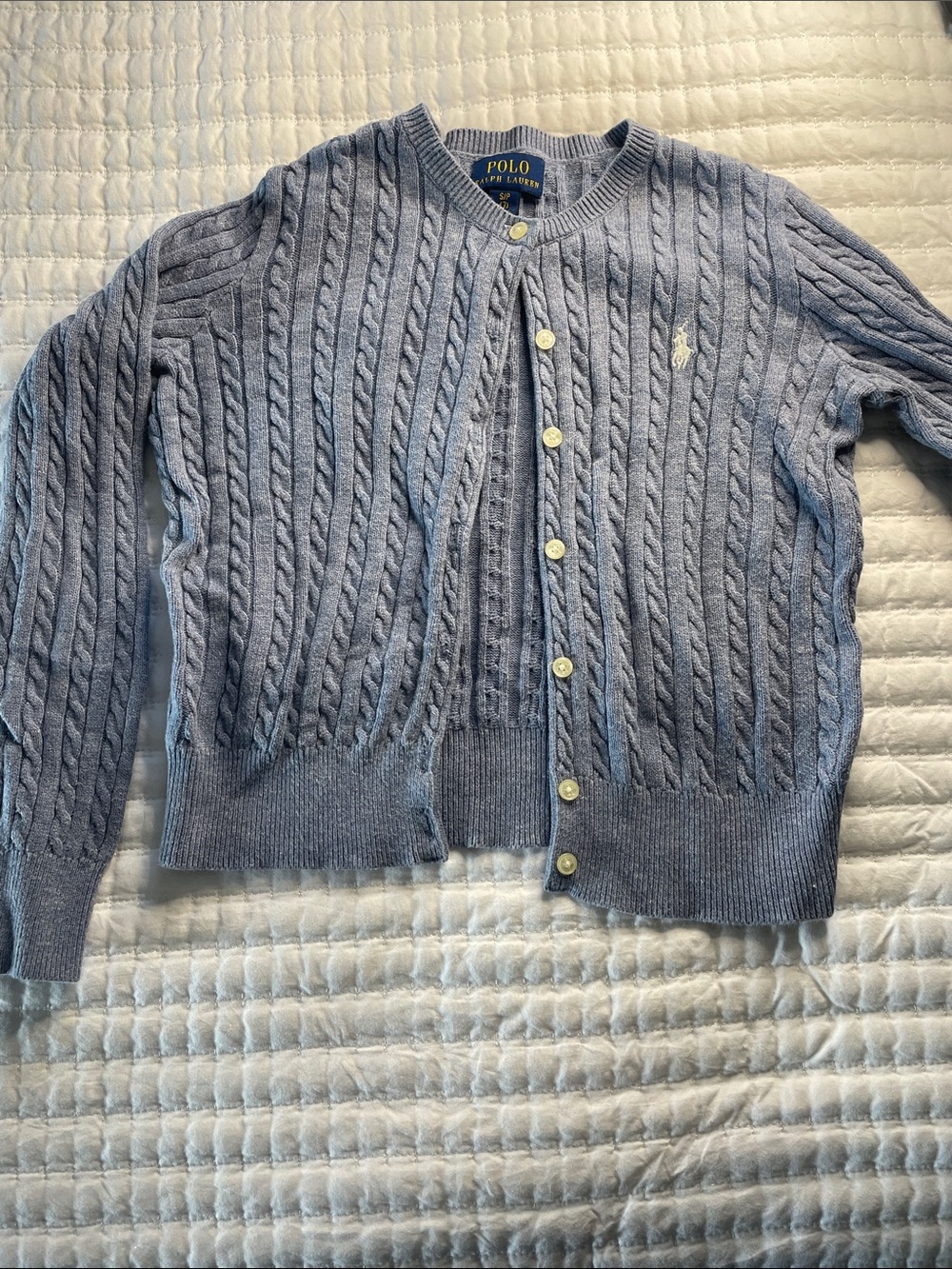 Polo by Ralph Lauren Light Blue Cable Knit Cardigan